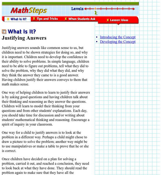 Houghton Mifflin: Eduplace: Justifying Answers Lesson Plan Houghton Mifflin: Eduplace: Justifying Answers Lesson Plan