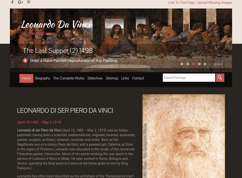 Leonardo Da Vinci the Complete Works Website Leonardo Da Vinci the Complete Works Website