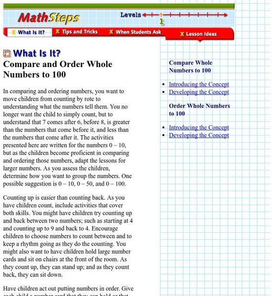Houghton Mifflin: Eduplace: Compare and Order Whole Numbers to 100 Lesson Plan Houghton Mifflin: Eduplace: Compare and Order Whole Numbers to 100 Lesson Plan