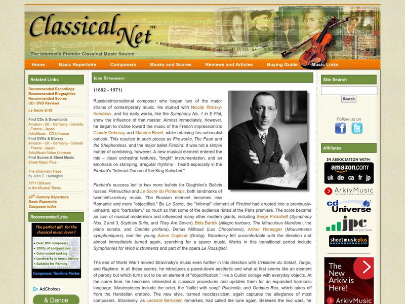 Classical Net: Igor Stravinsky Website Classical Net: Igor Stravinsky Website