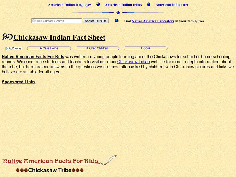 Facts for Kids: Chickasaw Indians Website