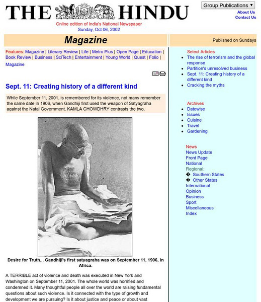 The Hindu: Sept. 11: Creating History of a Different Kind Website The Hindu: Sept. 11: Creating History of a Different Kind Website