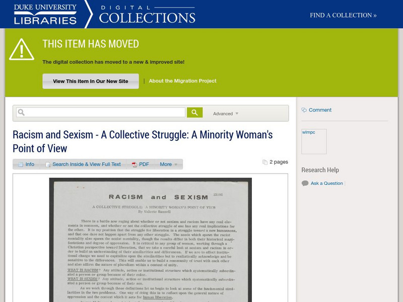 Racism and Sexism: A Collective Struggle: A Minority Women's Point of View Article Racism and Sexism: A Collective Struggle: A Minority Women's Point of View Article