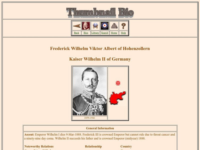 Worldwar1.com: Trenches on the Web: Kaiser Wilhelm Ii of Germany Handout