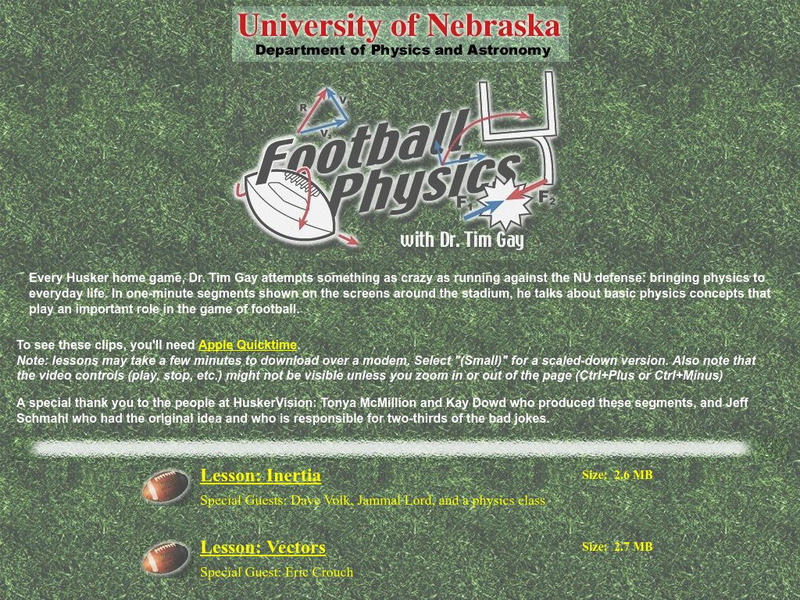 University of Nebraska Lincoln: Football Physics Instructional Video University of Nebraska Lincoln: Football Physics Instructional Video