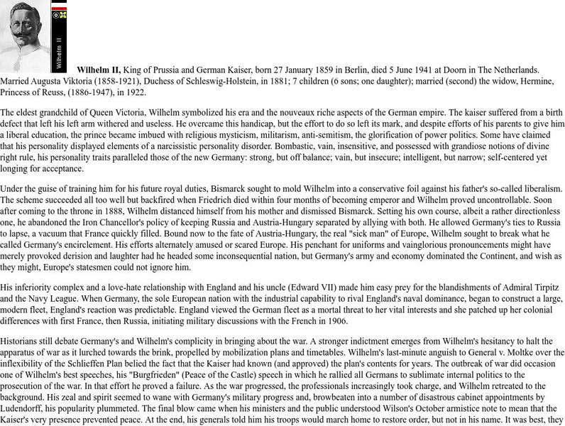 Byu: Wwi Document Archive: Wilhelm Ii Website