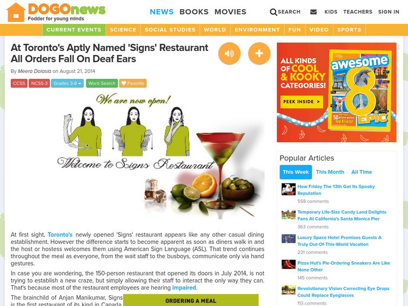 Dogo News: Week of 8 25 14: At 'Signs' Restaurant, Orders Fall on Deaf Ears Article Dogo News: Week of 8 25 14: At 'Signs' Restaurant, Orders Fall on Deaf Ears Article