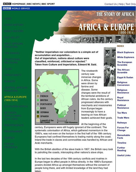 Bbc: Africa & Europe (1800 1914) Website Bbc: Africa & Europe (1800 1914) Website