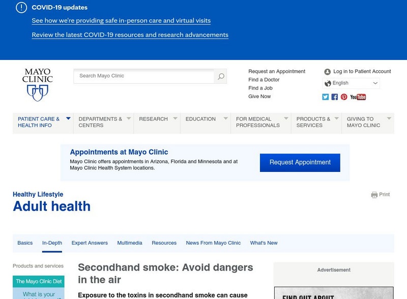 Mayo Clinic: Secondhand Smoke Website Mayo Clinic: Secondhand Smoke Website