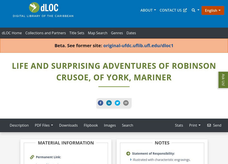 Baldwin Library: The Life and Adventures of Robinson Crusoe by Daniel Defoe Primary Baldwin Library: The Life and Adventures of Robinson Crusoe by Daniel Defoe Primary
