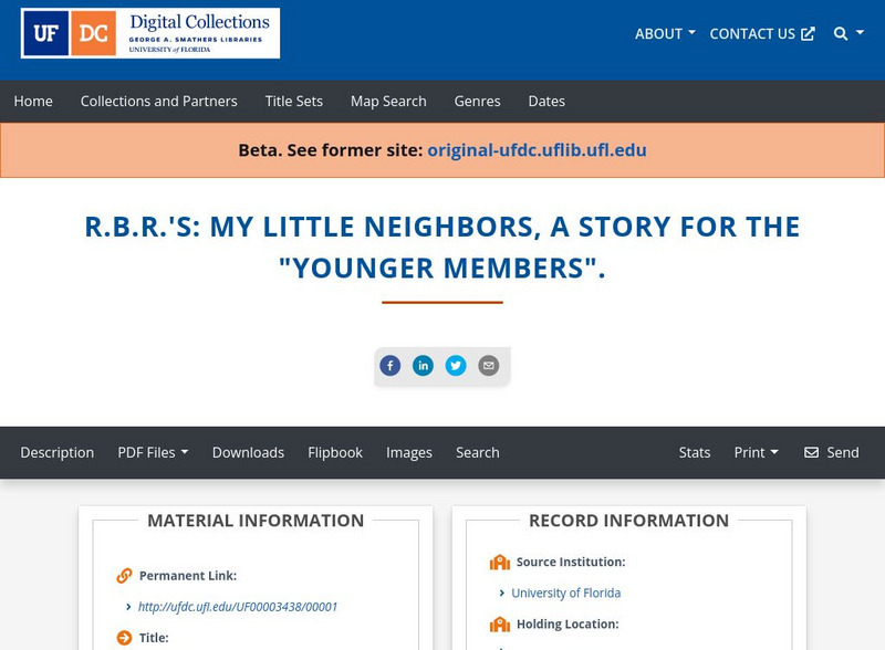 Baldwin Library: r.b.r.'s: My Little Neighbors by Lydia Child Primary