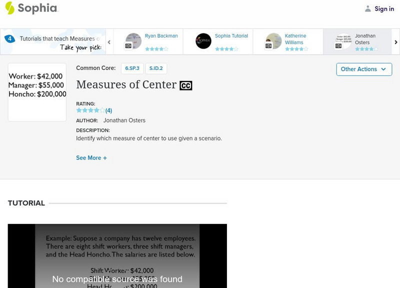 Sophia: Measure of Center: Lesson 3 Instructional Video Sophia: Measure of Center: Lesson 3 Instructional Video