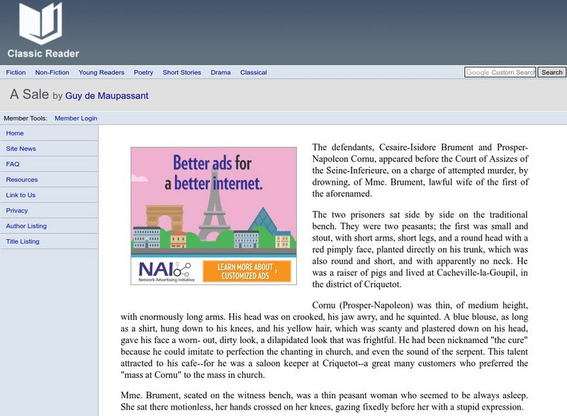 Classic Reader: "A Sale" by Guy De Maupassant eBook Classic Reader: "A Sale" by Guy De Maupassant eBook