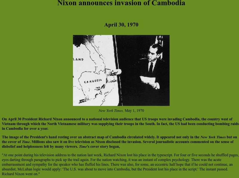 George Mason University: Nixon Announces Invasion of Cambodia Handout George Mason University: Nixon Announces Invasion of Cambodia Handout