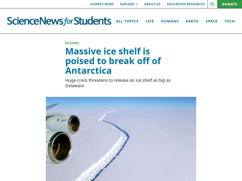 Science News for Students: Massive Ice Shelf Is Poised to Break Off of Antarctica Article