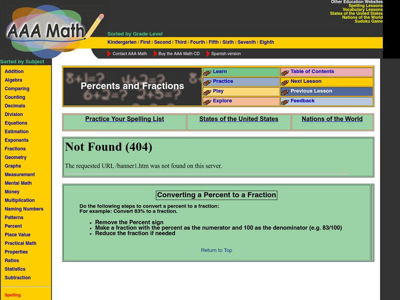 Aaa Math: Converting a Percent to a Fraction Unit Plan Aaa Math: Converting a Percent to a Fraction Unit Plan