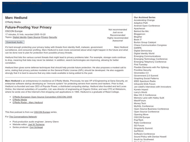 It Conversations: Future Proofing Your Privacy Audio