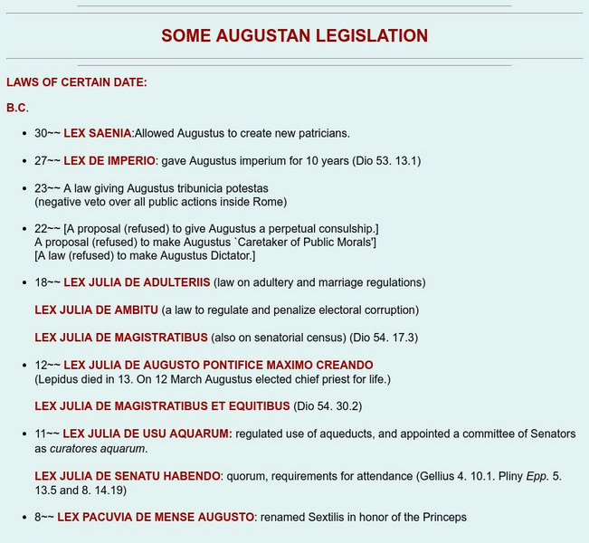 Augustan Legislation Handout Augustan Legislation Handout