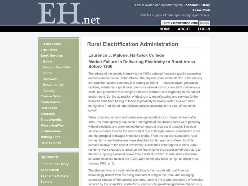 Eh.net: Rural Electrification Administration Website Eh.net: Rural Electrification Administration Website