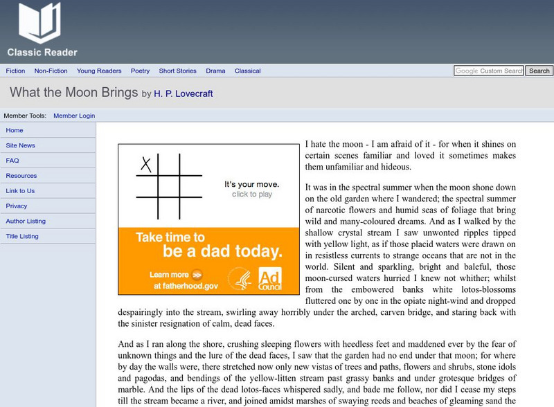 Classic Reader: "What the Moon Brings" by h.p. Lovecraft eBook Classic Reader: "What the Moon Brings" by h.p. Lovecraft eBook