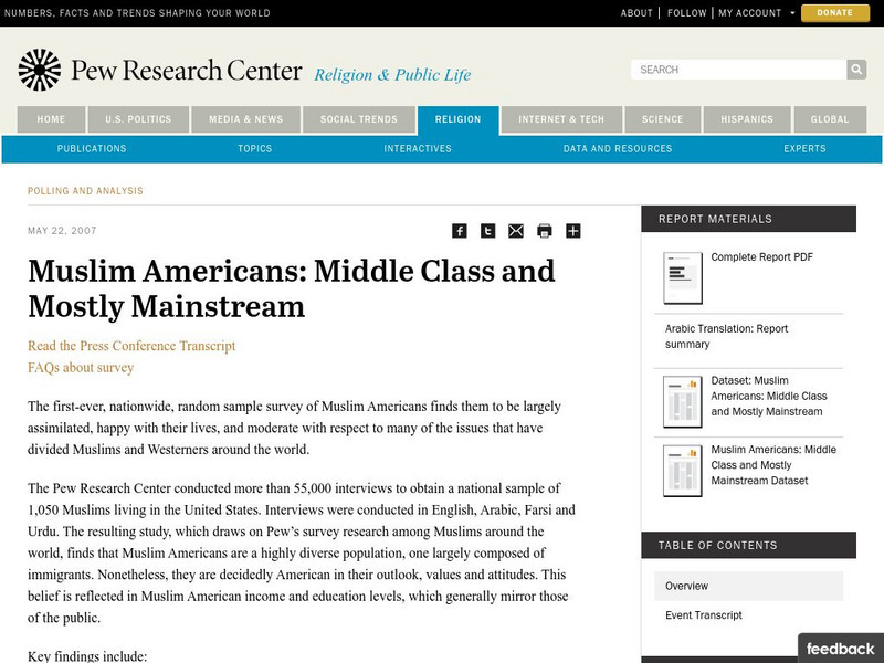 The Pew Forum on Religion: Muslim Americans: A Survey Website The Pew Forum on Religion: Muslim Americans: A Survey Website