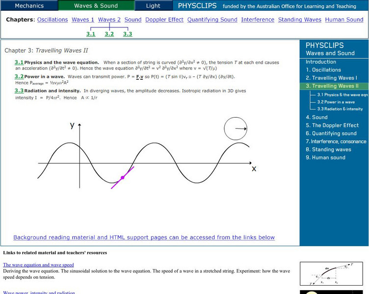 University of New South Wales: School of Physics: Physclips:travelling Waves Ii Unit Plan University of New South Wales: School of Physics: Physclips:travelling Waves Ii Unit Plan