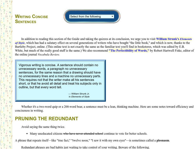 Guide to Grammar and Writing: Writing Concise Sentences Activity Guide to Grammar and Writing: Writing Concise Sentences Activity