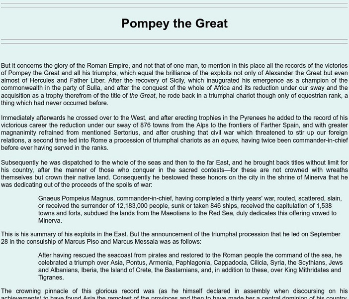 Cal State Northridge: Pompey the Great Handout Cal State Northridge: Pompey the Great Handout