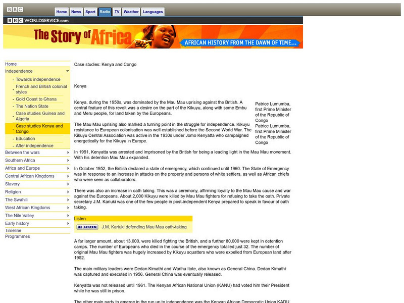 Bbc: Story of Africa: Independence: Case Study: Kenya Website Bbc: Story of Africa: Independence: Case Study: Kenya Website