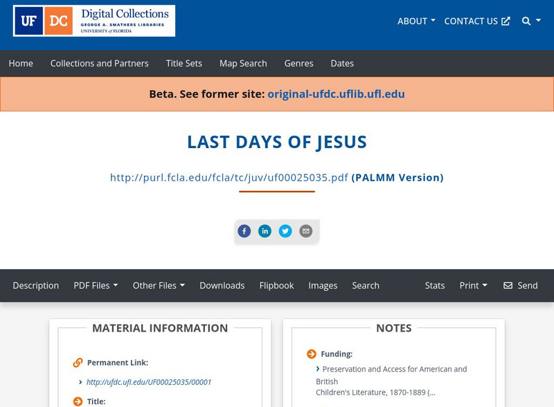 Baldwin Library: Last Days of Jesus Primary