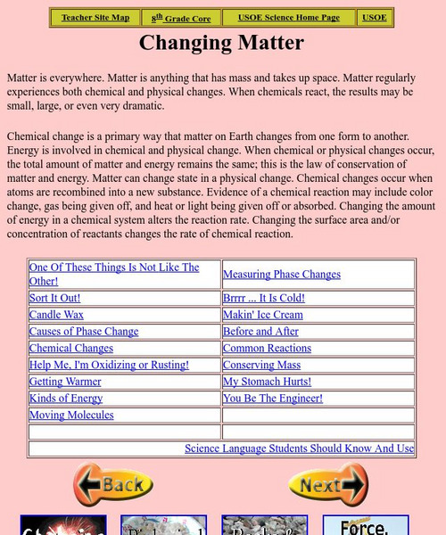 Utah Science: Changing Matter Unit Plan Utah Science: Changing Matter Unit Plan