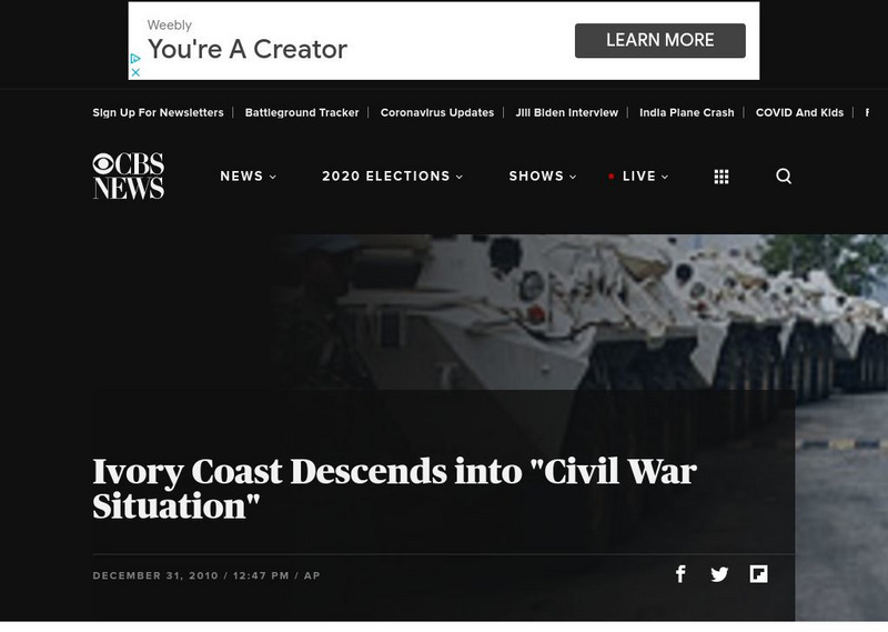Cbs: Ivory Coast Descends Into 'Civil War' Article