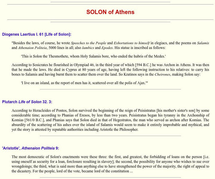 John Paul Adams: Solon of Athens Handout John Paul Adams: Solon of Athens Handout