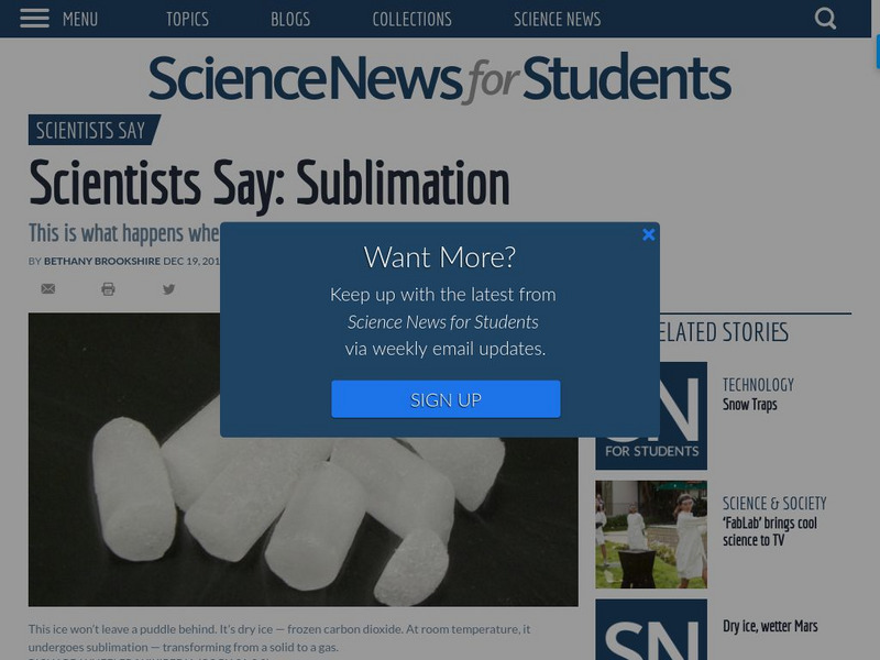 Science News for Students: Scientists Say: Sublimation Article Science News for Students: Scientists Say: Sublimation Article