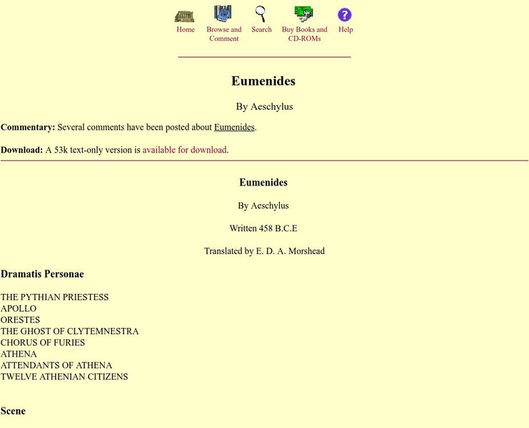 Mit: Internet Classics Archive: Eumenides Primary Mit: Internet Classics Archive: Eumenides Primary