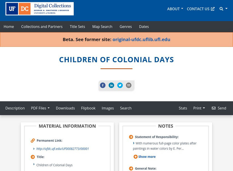 Baldwin Library: Children of Colonial Days by Elizabeth S. Tucker Primary