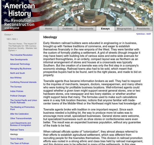 American History: Essays: The Iron Horse: Ideology Article American History: Essays: The Iron Horse: Ideology Article