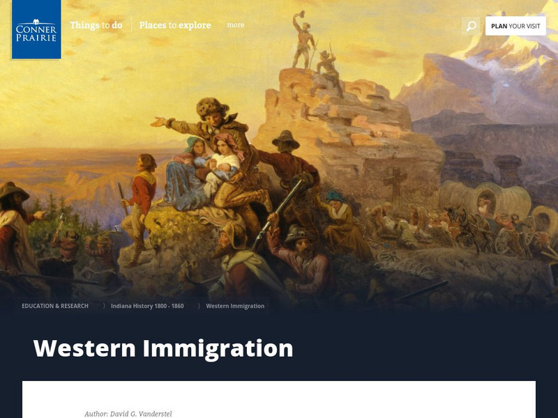 Conner Prairie: Western Immigration Handout Conner Prairie: Western Immigration Handout
