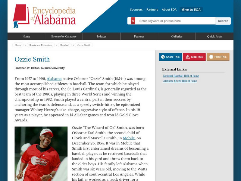 Encyclopedia of Alabama: Ozzie Smith Handout