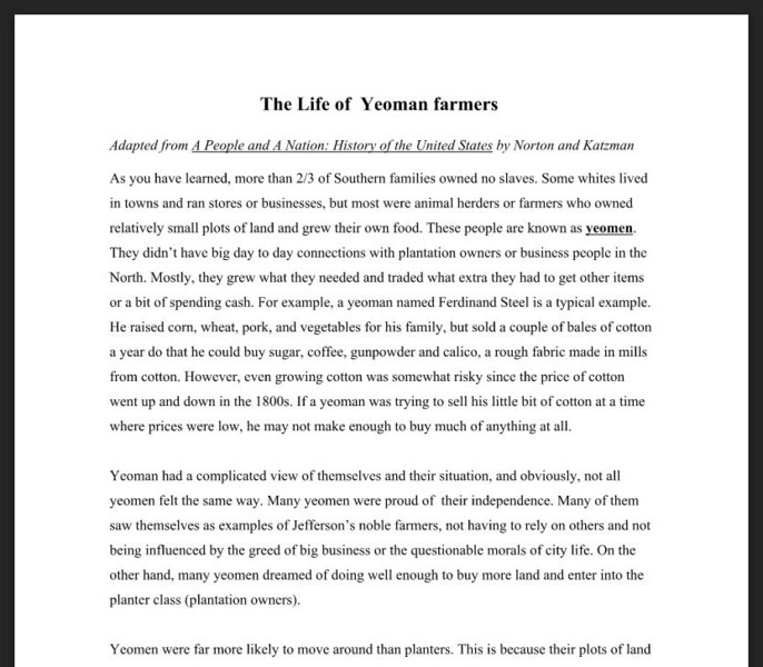 The Life of Yeoman Farmers Article The Life of Yeoman Farmers Article