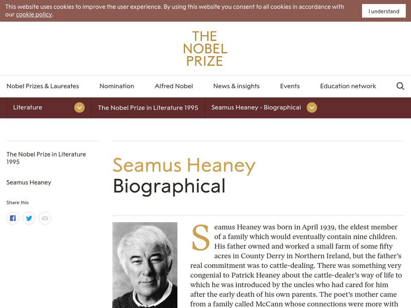 The Nobel Prize: Seamus Heaney Biographical Article