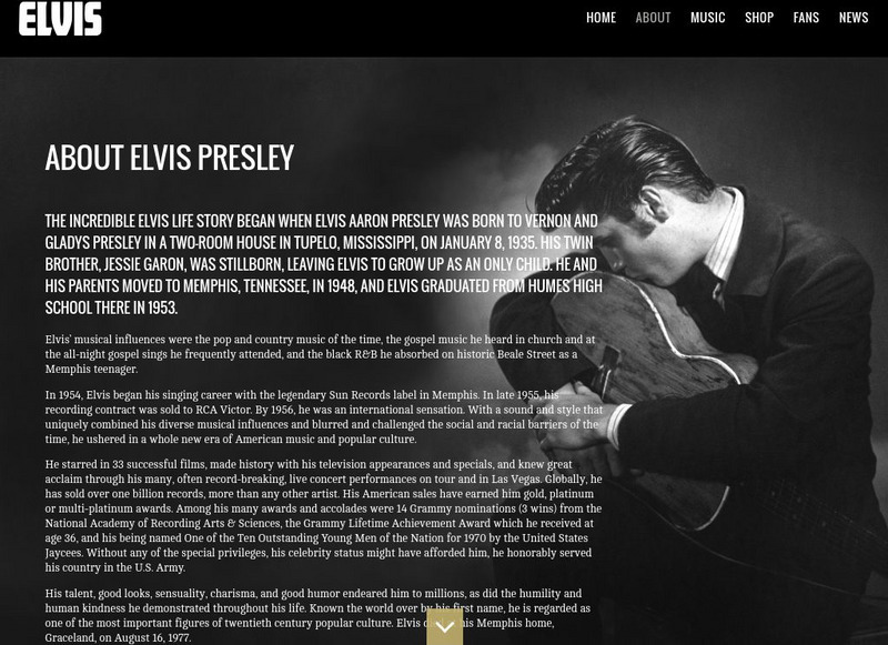 Elvis.com: About Elvis Presley Handout Elvis.com: About Elvis Presley Handout