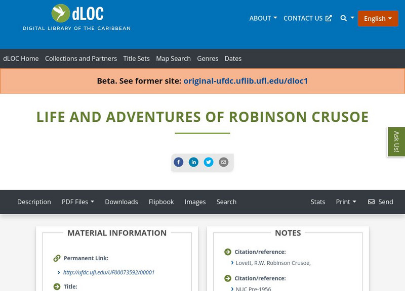 Baldwin Library: Life and Adventures of Robinson Crusoe by Daniel Defoe Primary