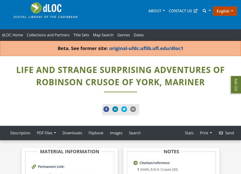 Baldwin Library: The Adventures of Robinson Crusoe of York, Mariner by Defoe Primary Baldwin Library: The Adventures of Robinson Crusoe of York, Mariner by Defoe Primary