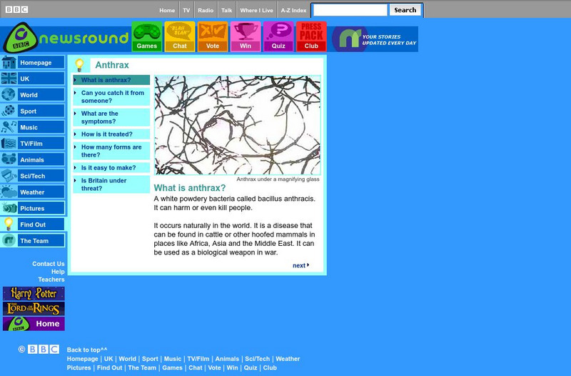 Bbc News: What Is Anthrax? Article Bbc News: What Is Anthrax? Article