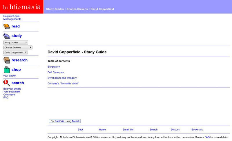 Bibliomania: David Copperfield (Study Guide) Handout