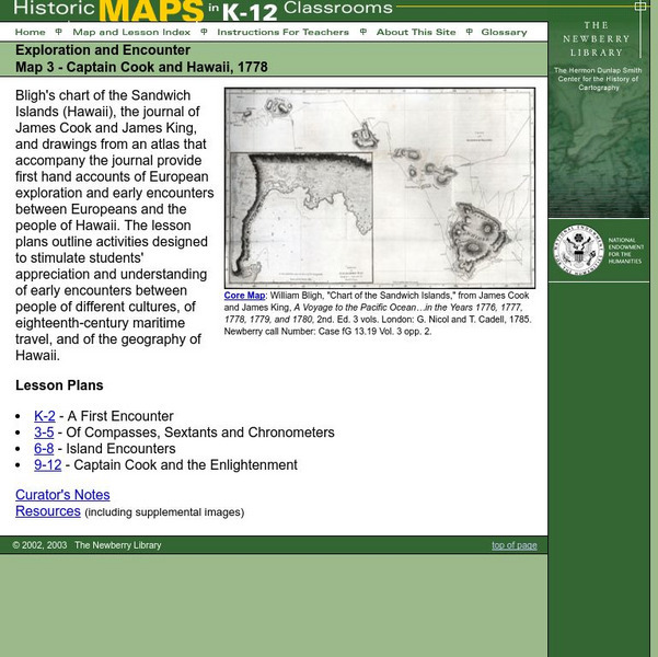 Newberry: Exploration and Encounter: Map 3, Captain Cook and Hawaii, 1778 Lesson Plan Newberry: Exploration and Encounter: Map 3, Captain Cook and Hawaii, 1778 Lesson Plan