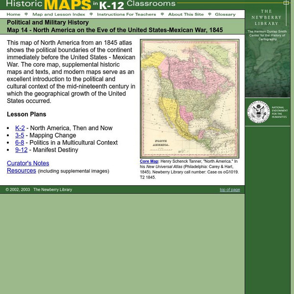 Newberry: Political and Military History: Map 14: u.s. Mexican War, 1845 Lesson Plan Newberry: Political and Military History: Map 14: u.s. Mexican War, 1845 Lesson Plan