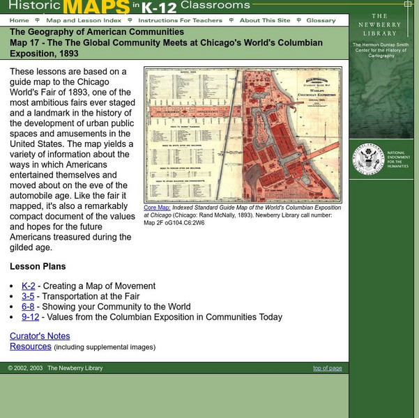Newberry: Map 17: Geography: Chicago's World's Columbian Exposition, 1893 Lesson Plan Newberry: Map 17: Geography: Chicago's World's Columbian Exposition, 1893 Lesson Plan