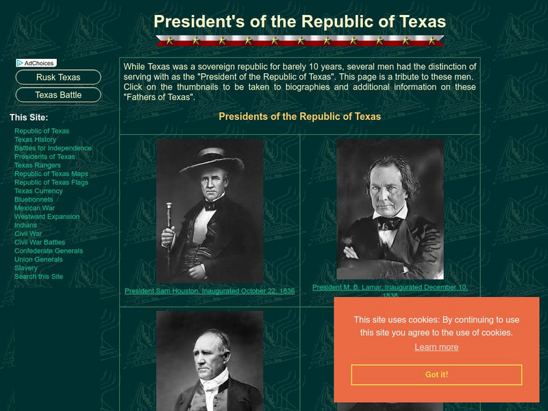 Son of the South: Presidents of the Republic of Texas Handout Son of the South: Presidents of the Republic of Texas Handout